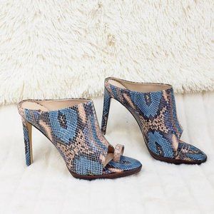 Rev it up slip on blue snake Leather Sandal Shoes